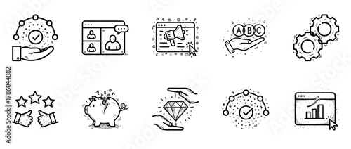 Hand-drawn business and productivity icons set