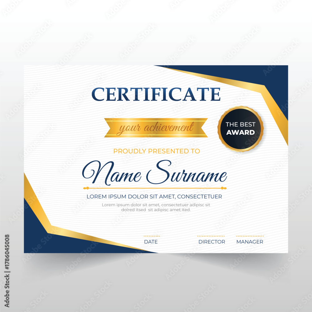 Fototapeta premium Elegant Certificate Template for Achievement Award