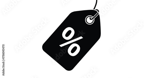 Black price tag with a white percentage symbol indicating a discount or sale event