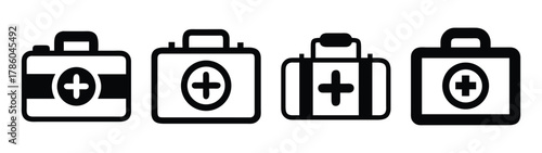 First aid kit vector illustration medical emergency equipment healthcare symbol icon design set isolated