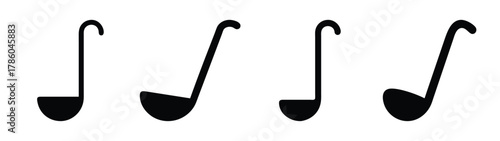 Musical notes vector art illustration featuring black and white music notation symbols design element