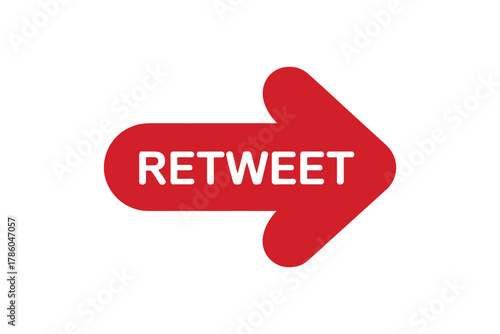 A red arrow pointing to the right with the word RETWEET written in white text inside.