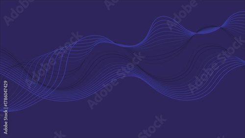 Dark purple abstract background with complex, flowing digital waveforms.