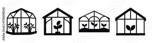 Collection of greenhouse terrarium vector design for botanical garden and plant propagation hobbyist