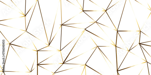Abstract of simple gold line triangle pattern geometric background .white background creative and geometric shape with white luxury pattern .gold and white geometric background with low poly triangle