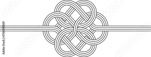 An intricate Celtic knot design, featuring interwoven lines forming a balanced and symmetrical pattern, perfect for tattoo art, historical illustration, spiritual symbolism, logo elements