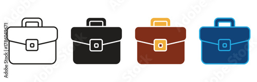 Briefcase icon set. suitcase icon. luggage symbol. Business briefcase, set of vintage business briefcases isolated on white background, vector illustration.