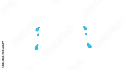 crying animation, simple effect of sad face crying with tears dripping, Alpha channel, 4k video