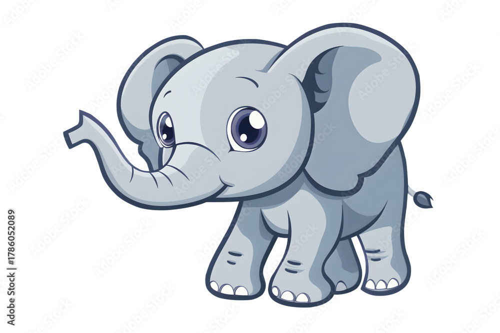 Obraz premium Cute Cartoon Elephant Illustration with Large Ears and Sweet Expression