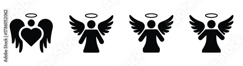 Angels wings spread Christmas angel vector set