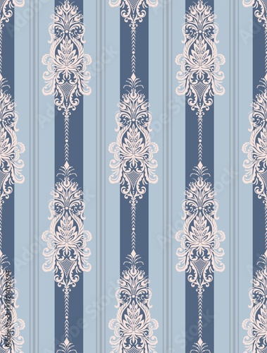 Striped Damask modern seamless pattern element. Vintage classical old fashioned damask ornament, seamless texture for wallpapers, textile.