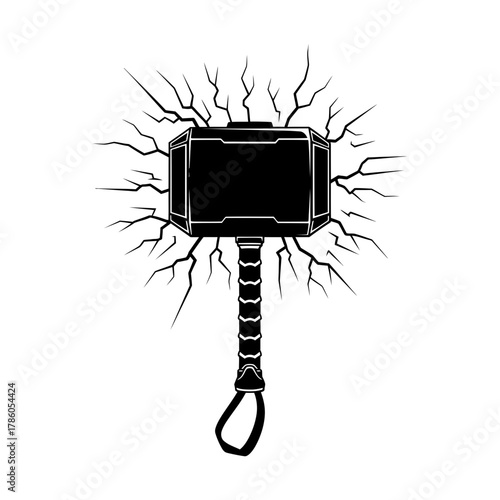 Thor hammer mjolnir isolated on white background mythological weapon vector illustration