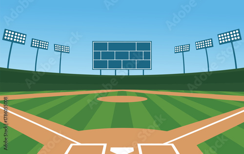Baseball softball field flat vector eps 10 showing top view