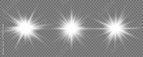 Neon white light streaks swirl dynamically with sparkling stars. Lens flare enhances the energetic glow. Perfect for futuristic or party artwork.