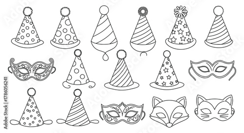 Party time hats and masks for festive occasions celebrations and happy social gatherings fun and games