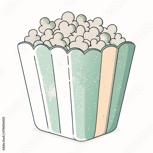 Popcorn in striped paper container with pastel colors