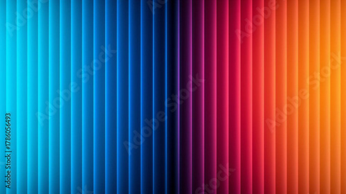 Abstract background with vertical lines and a vibrant blue to orange color gradient, creating a dynamic 3D effect