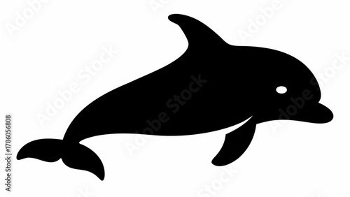 Elegant dolphin silhouette for logo design, branding, or ocean conservation projects, ideal for marine life themes or playful designs with a friendly vibe