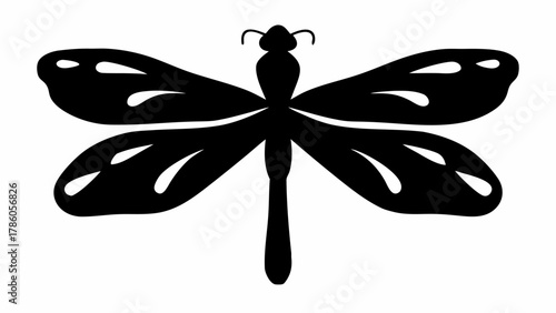 Elegant dragonfly silhouette with delicate wings, perfect for nature-themed designs and branding, embodies grace and transformation, a timeless symbol