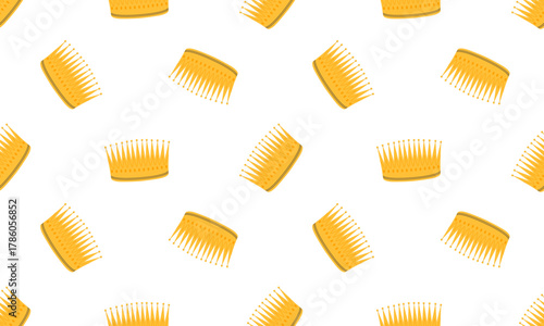 Crown seamless pattern. Golden royal jewels headdress background. Symbol of king, queen, prince and princess. Aristocratic, coronation, monarchy concept. Hand drawn flat vector illustration