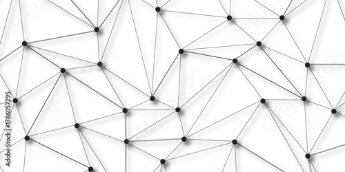 Technology abstract white digital background of connected dot with black line .many squares and rectangle shapes .Internet connection network high digital technology with connecting points and