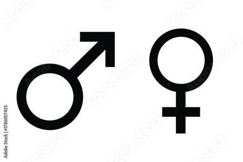 Male and female sexual icon set. Gender sign symbol. Vector illustration. 