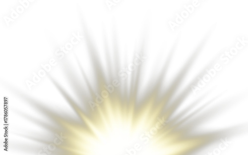 Gold glowing flash with spark dust and dreamy transparency. Perfect light burst effect for fantasy vector background. PNG image.