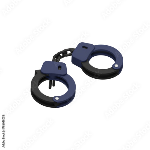 3D Render of Blue Handcuffs with Black Trim Law and Justice Symbol