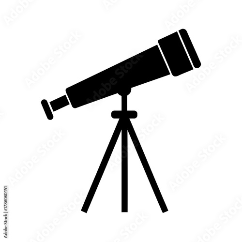 Simple telescope silhouette vector illustration with white background for science discovery and stargazing instrument design artwork 