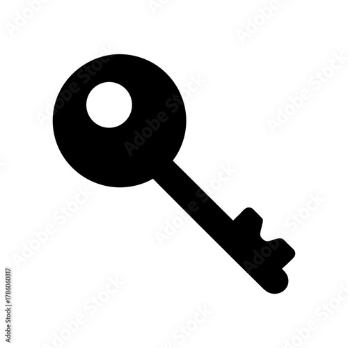 Simple key icon silhouette vector illustration with white background for access security and door lock design concept artwork 