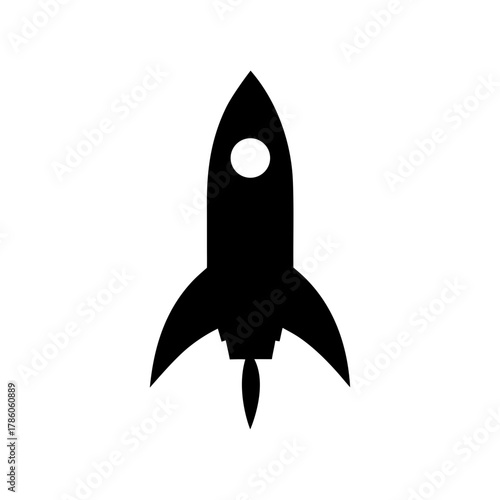 Simple rocket silhouette vector illustration with white background for space exploration and innovation design concept artwork 