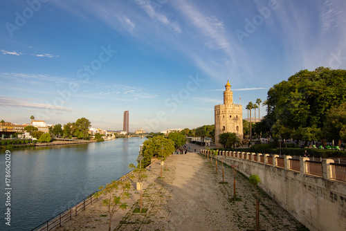 vue sur la Torre del Oro et le fleuve El Guadalquivir à Séville