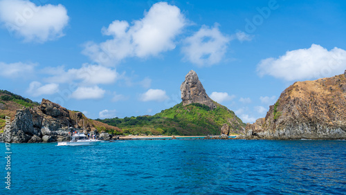 Conceição beach and Fernando de Noronha´s most famous peak viewed from the sea