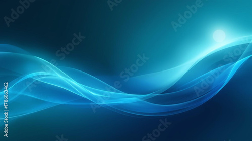 Abstract Blue Wave Background with Light Effect for Digital Design