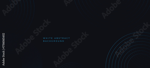  Luxury dark blue abstract minimalist background with circle lines and dot pattern . Modern blue gradient flowing wave lines. Futuristic technology . Suit for cover, poster 