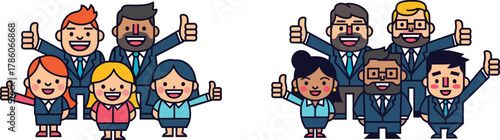 Business team giving thumbs up, diverse professionals, corporate success, teamwork concept, happy employees, office group, leadership, collaboration, motivation