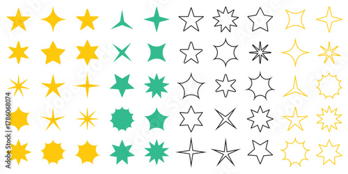 Star Shape Icon Set, Geometric, Abstract, Minimalist, Decorative Vector Collection