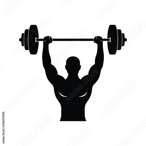 Silhouette of a weightlifter lifting a barbell the weightlifter is muscular and strong