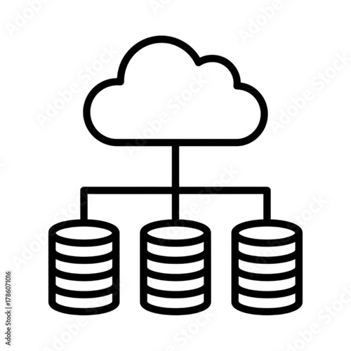 Cloud Computing Connected to Multiple Database Servers Vector Image