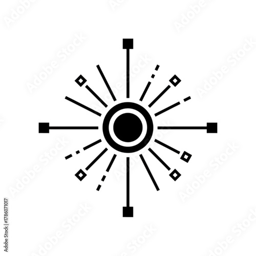 Central Node Distributing Data and Connections Radial Vector Image
