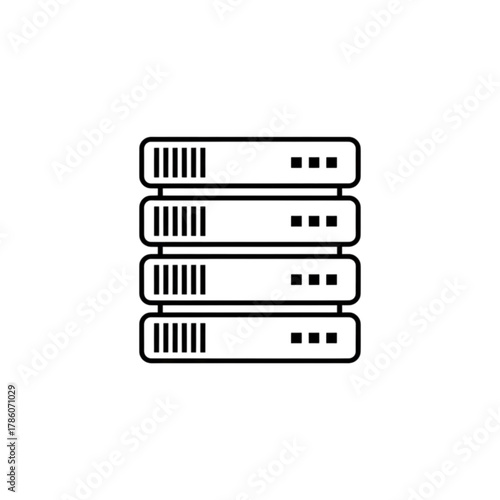Stack of Four Server Rack Units Outline Vector Image