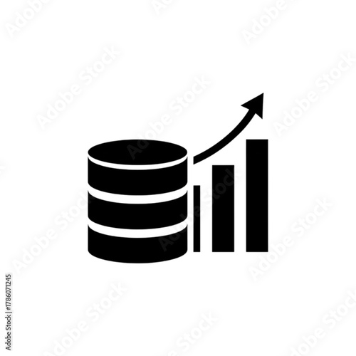 Solid Black Cylindrical Database Storage Server Vector Image