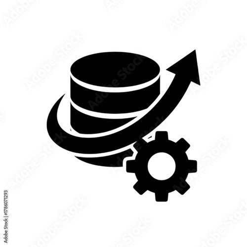 Database Server with Gear and Circular Arrow for Maintenance Vector Image