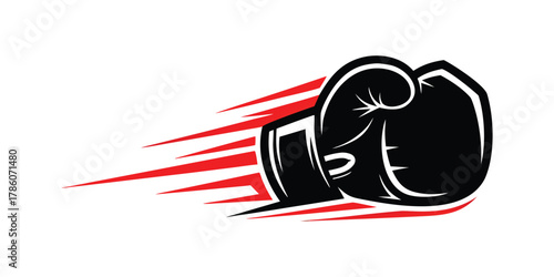 Dynamic boxing glove with speed lines, a powerful sport icon representing fight and victory