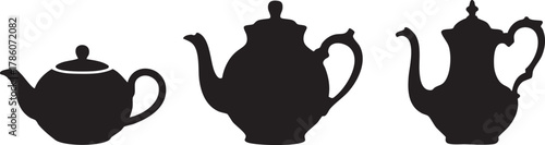 Set of Teapot Silhouettes – Vintage and Modern Tea Kettle Vector Collection