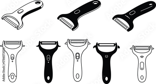 Electric shaver vector, beard trimmer icon set, grooming razor illustration, hair removal tool design, personal care and hygiene concept