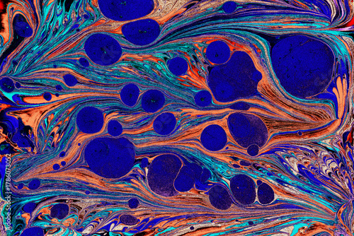 Ebru marbling effect surface pattern design for print