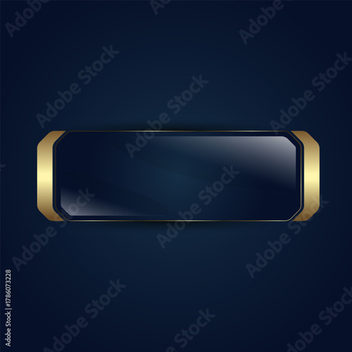 A Modern Premium UI Button Cencept Designd Created by Golden Stoked and Dark Blue Vector Icon, Glossy dark interface button with refined golden trim Vector illustration