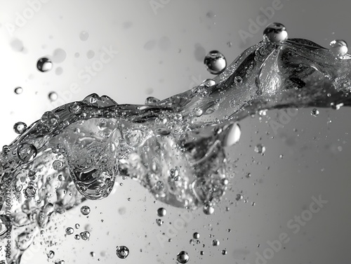 a detailed close-up shot of water with air bubbles in motion. The image highlights the fluid dynamics and the beauty of water
