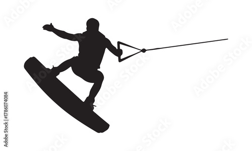Wakeboarder performing a trick silhouette